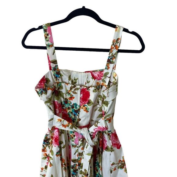Modcloth IXIA Ivory Rose Bush Floral Fold Over Pinup Fit and Flare Dress Sz S - Picture 3 of 7